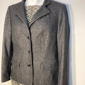 Calvin Klein SZ 10 Charcoal black wool blend tailored fit classic blazer office